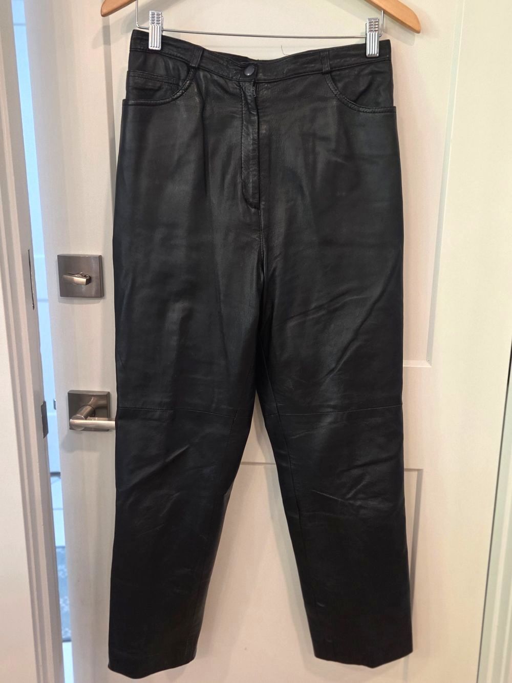 Vintage Leather Pants Women’s 29 Black High Rise Straight Leg Y2K Edgy Moto 90's